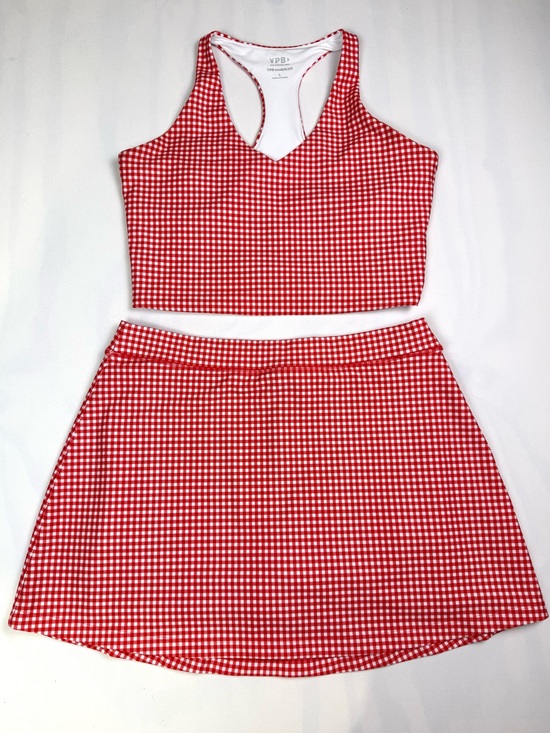 Abercrombie & Fitch Dresses & Skirts - Abercrombie YPB sculptLUX Red Gingham Cropped Tank & Tennis Skort Set Large